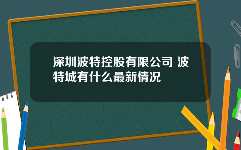 深圳波特控股有限公司 波特城有什么最新情况